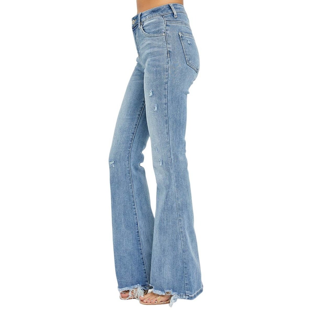 Risen High Rise Distressed Flare Jeans - Picture 3 of 5